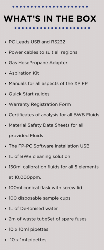 Whats in the box 333x800 - BWB Technologies XP Flame Photometer