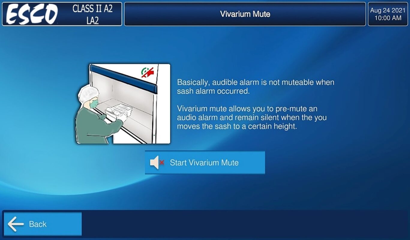 VA2 Vivarium Mute Screen min 1 1367x800 - Esco VIVA® G4 Class II Type A2 Animal BSC